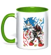 Чашка з кольоровою ручкою Sonic and shadow Зелений фото
