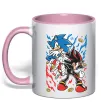 Чашка з кольоровою ручкою Sonic and shadow Ніжно рожевий фото