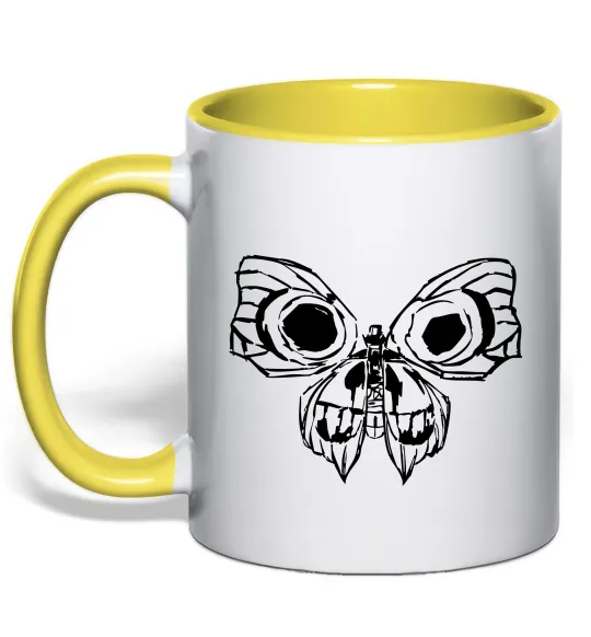 Чашка з кольоровою ручкою Arcane butterfly Сонячно жовтий фото