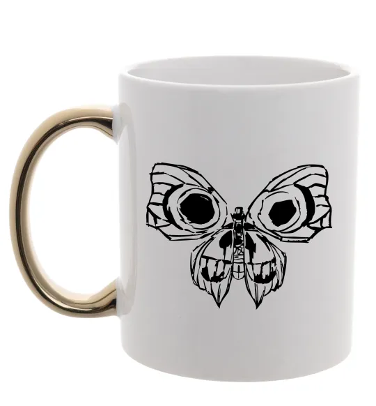 Чашка з кольоровою ручкою Arcane butterfly Золото фото