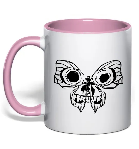 Чашка з кольоровою ручкою Arcane butterfly Ніжно рожевий фото