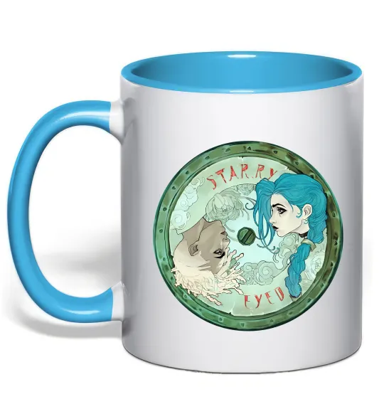 Чашка з кольоровою ручкою Jinx x Ekko Блакитний фото