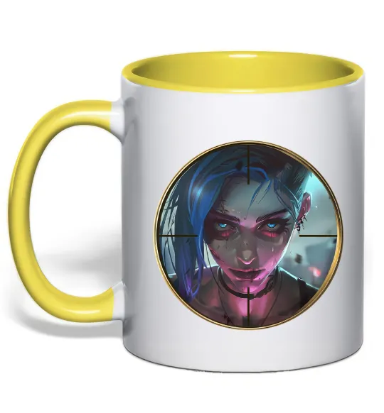 Чашка з кольоровою ручкою Аркейн Jinx Сонячно жовтий фото