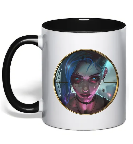Чашка з кольоровою ручкою Аркейн Jinx Чорний фото