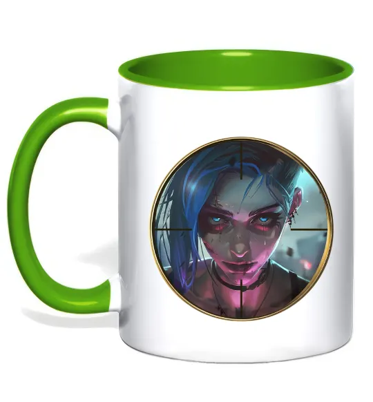 Чашка с цветной ручкой Аркейн Jinx Лаймовый фото