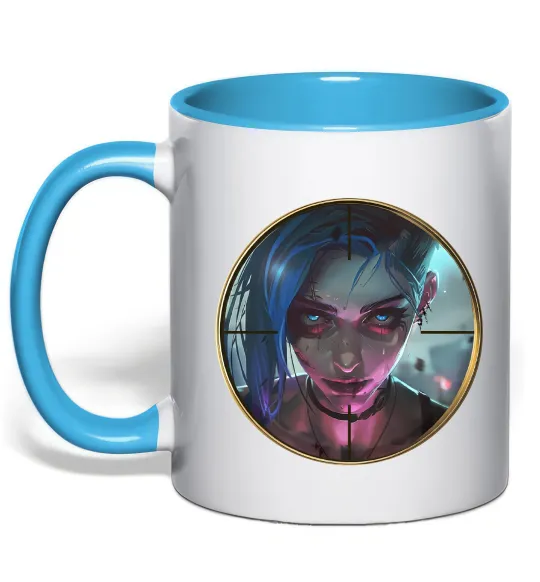 Чашка з кольоровою ручкою Аркейн Jinx Блакитний фото