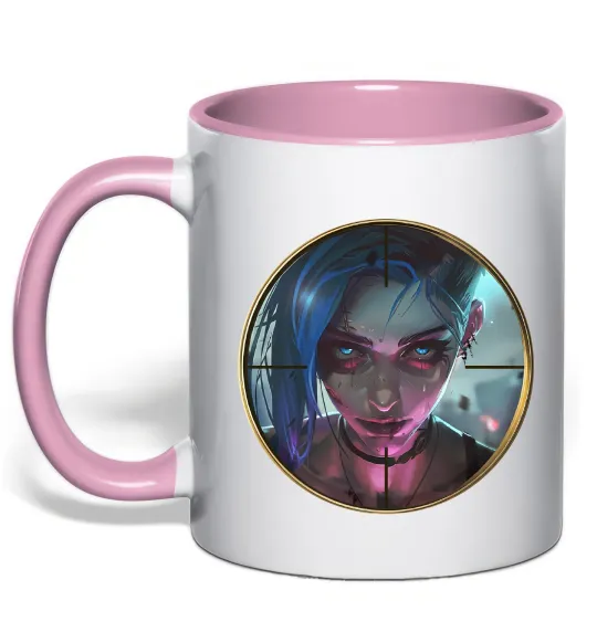 Чашка з кольоровою ручкою Аркейн Jinx Ніжно рожевий фото