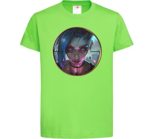 Дитяча футболка Аркейн Jinx Лаймовий фото