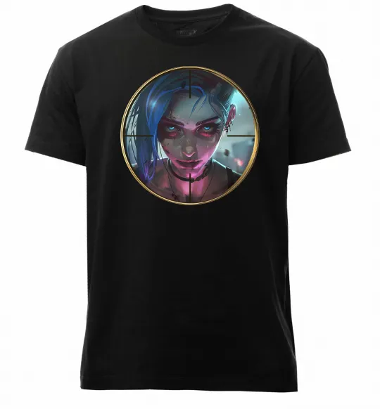 Чоловіча преміум футболка Аркейн Jinx Чорний фото