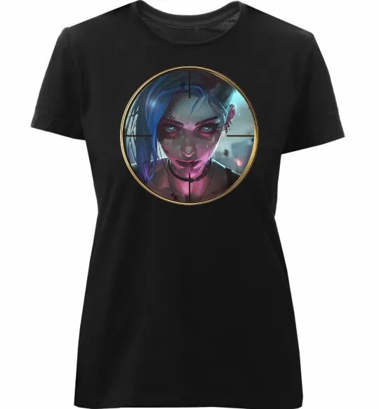 Жіноча преміум футболка Аркейн Jinx Чорний фото