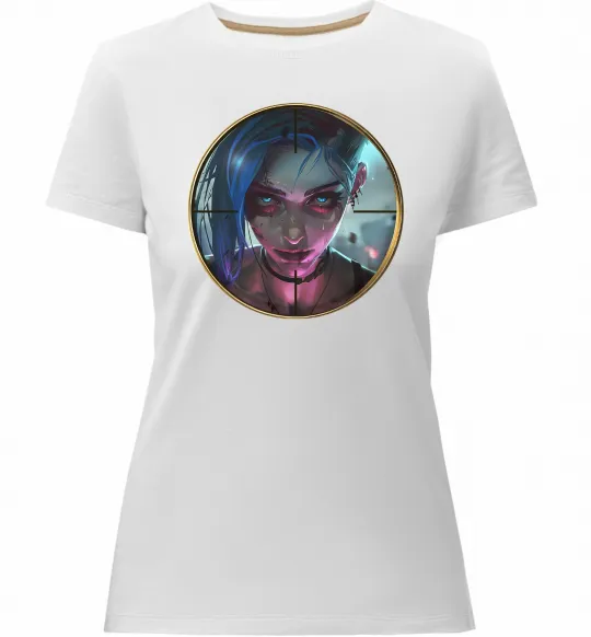 Жіноча преміум футболка Аркейн Jinx Білий фото