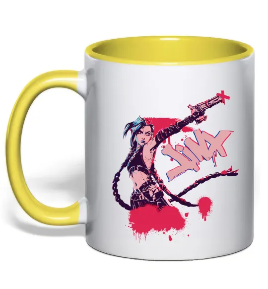 Чашка з кольоровою ручкою Jinx art Сонячно жовтий фото