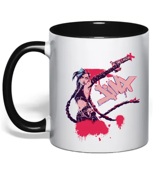 Чашка з кольоровою ручкою Jinx art Чорний фото