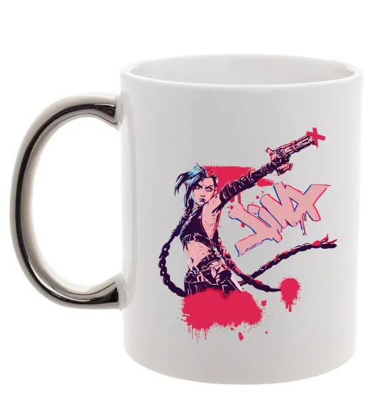 Чашка з кольоровою ручкою Jinx art Срібло фото