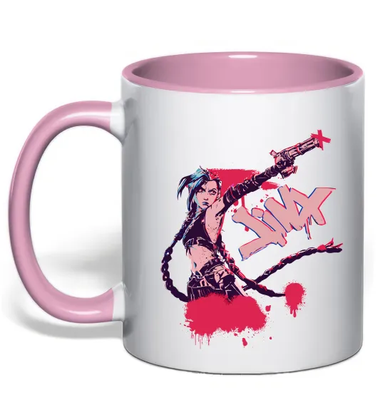 Чашка з кольоровою ручкою Jinx art Ніжно рожевий фото