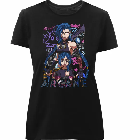 Жіноча преміум футболка Arcane Jinx Powder Чорний фото