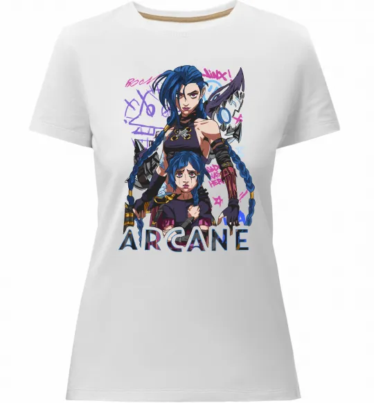 Жіноча преміум футболка Arcane Jinx Powder Білий фото