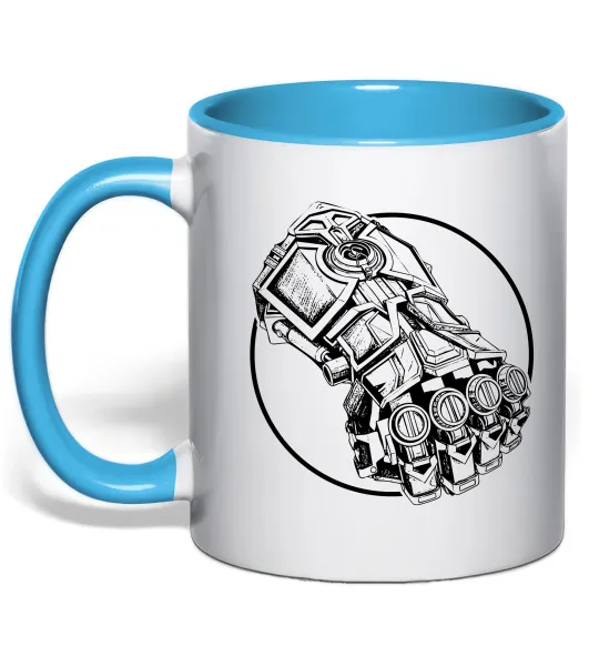 Чашка з кольоровою ручкою Arcane Vi fist Блакитний фото