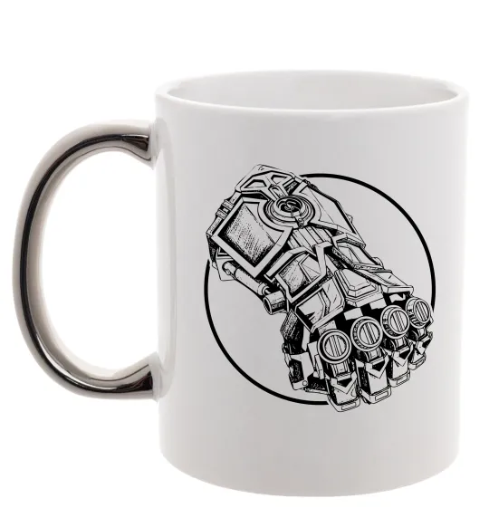 Чашка з кольоровою ручкою Arcane Vi fist Срібло фото