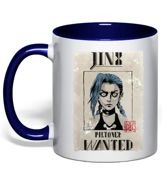 Чашка з кольоровою ручкою Jinx wanted Глибокий темно-синій фото