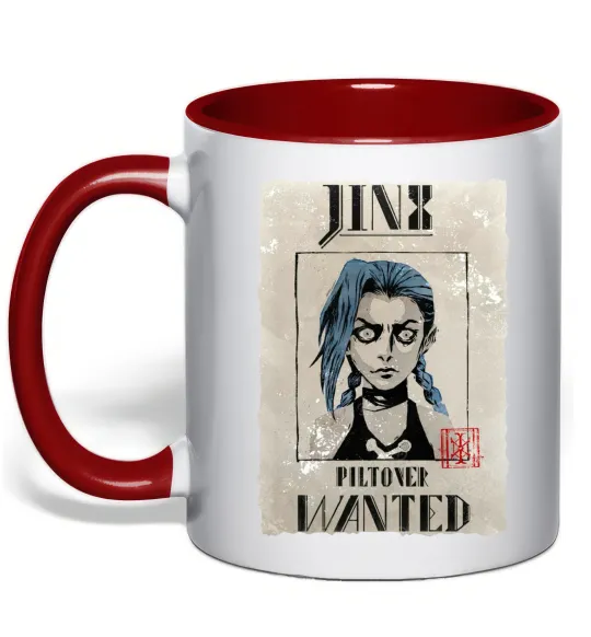 Чашка з кольоровою ручкою Jinx wanted Червоний фото