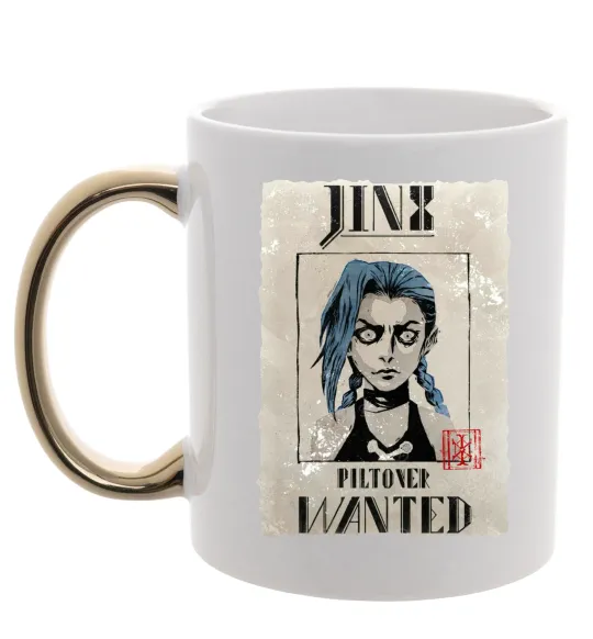 Чашка з кольоровою ручкою Jinx wanted Золото фото