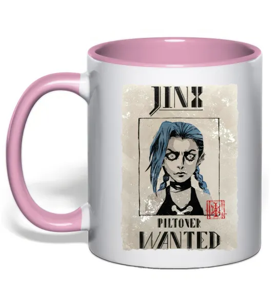 Чашка з кольоровою ручкою Jinx wanted Ніжно рожевий фото