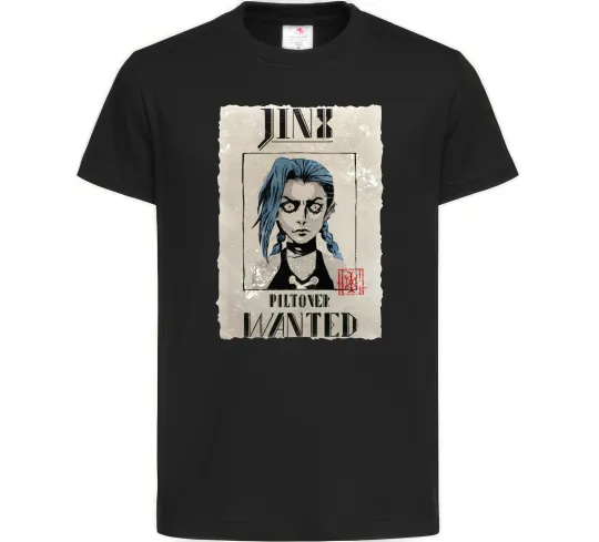 Дитяча футболка Jinx wanted Чорний фото