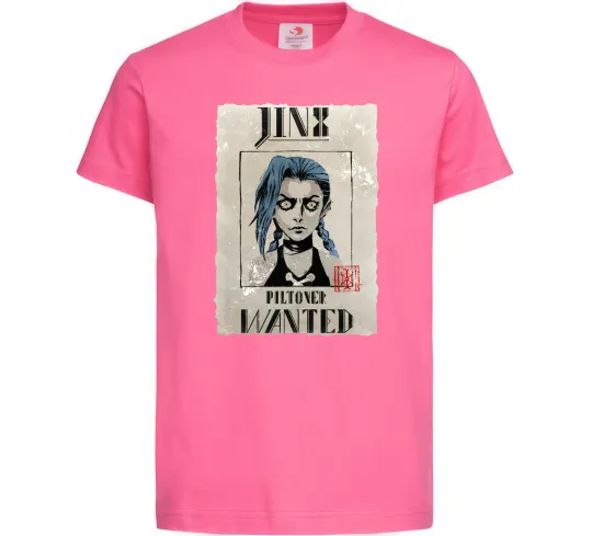 Дитяча футболка Jinx wanted Яскраво-рожевий фото