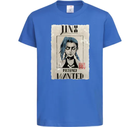 Дитяча футболка Jinx wanted Яскраво-синій фото