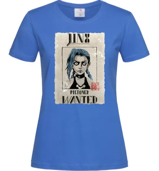 Жіноча футболка Jinx wanted Яскраво-синій фото