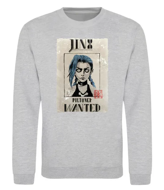Світшот Jinx wanted Сірий меланж фото