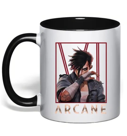 Чашка з кольоровою ручкою Arcane Vi Чорний фото