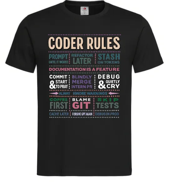 Мужская футболка Coder rules Черный фото