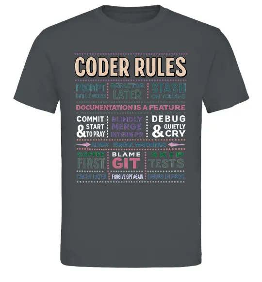 Мужская футболка Coder rules Графит фото