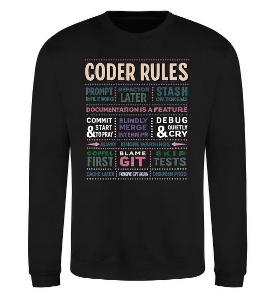 Свитшот Coder rules Черный фото