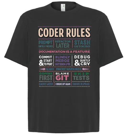 Футболка Оверсайз Coder rules Черный фото
