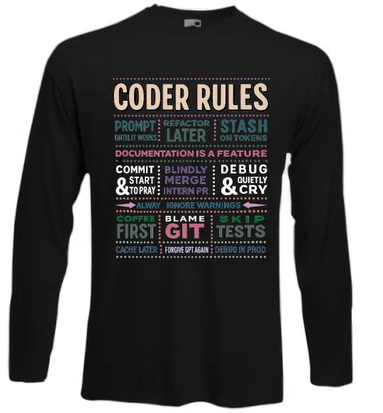 Лонгслив Coder rules Черный фото