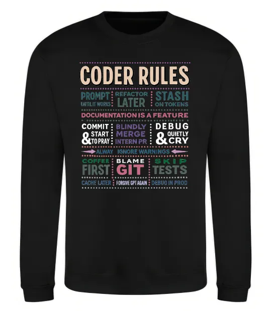 Свитшот Coder rules Черный фото