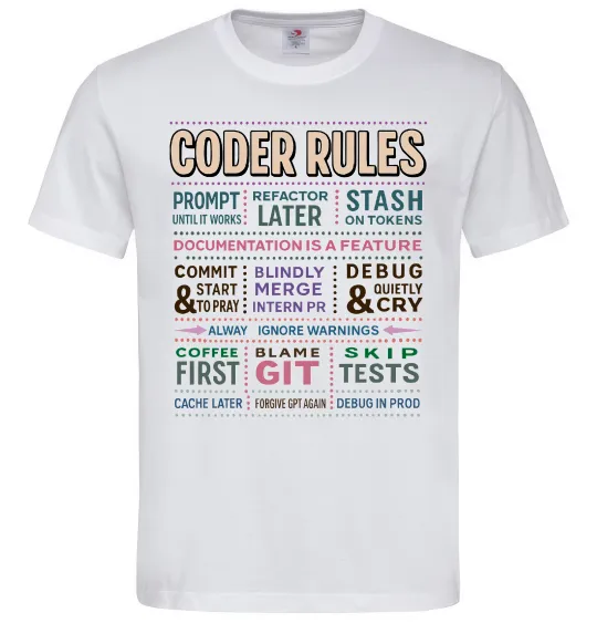 Мужская футболка Coder rules Белый фото