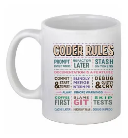 Чашка керамическая Coder rules Белый фото