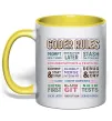 Чашка с цветной ручкой Coder rules Лимонный Чашка с цветной ручкой Coder rules Лимонный фото