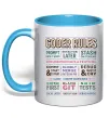 Чашка с цветной ручкой Coder rules Голубой Чашка с цветной ручкой Coder rules Голубой фото