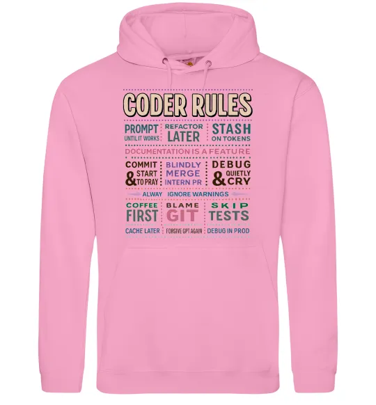 Мужская толстовка (худи) Coder rules Розовый фото