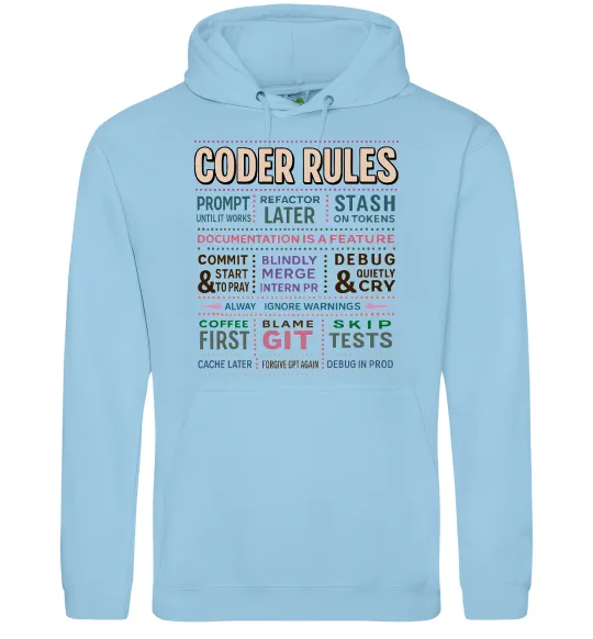 Женская толстовка (худи) Coder rules Голубой фото