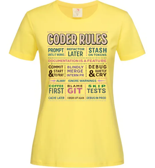 Женская футболка Coder rules Лимонный фото