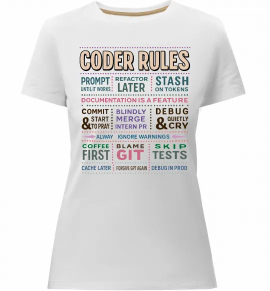 Женская премиум футболка Coder rules Белый фото