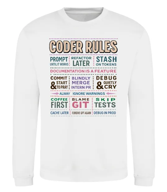 Свитшот Coder rules Белый фото