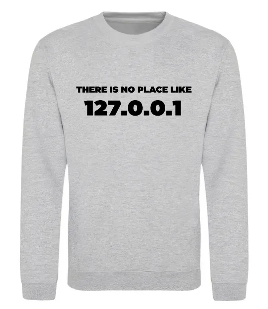 Свитшот No place like 127.0.0.1 Серый меланж фото