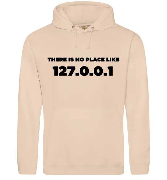 Чоловіча толстовка (худі) No place like 127.0.0.1 Пісочний фото